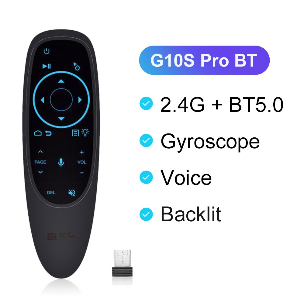 Control de voz G10S Pro, mandno a distancia con sensor giroscopio, Air Mouse, miniteclado inalámbrico, inteligente, retroiluminado, para Android, decodificador, PC, G10: G10S Pro BT Gyro