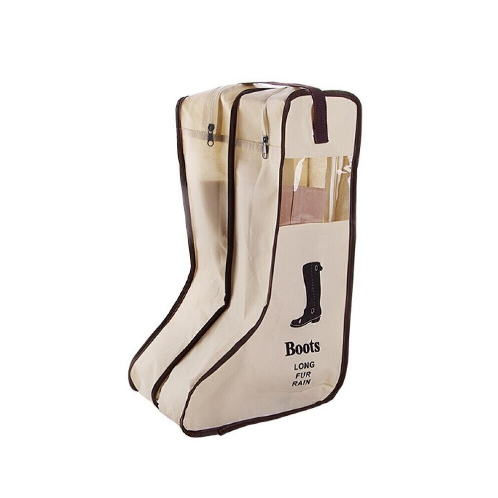 Schoen Pocket 2 Maat Geval Korea Stijl Rits Reizen Boot Cover Boot Opbergtas Pouch Zichtbaar Venster Stofdicht Praktische Draagbare: beige / S