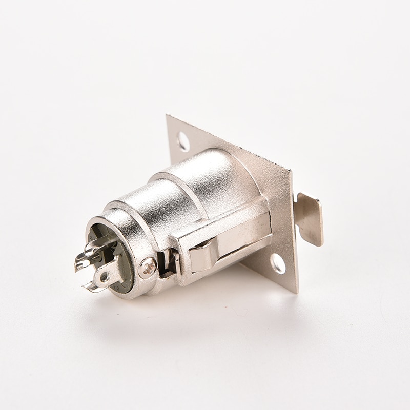 3- pins xlr-connector, vrouwelijke jack-aansluiting, paneelgemonteerd chassis, vierkante metalen behuizing