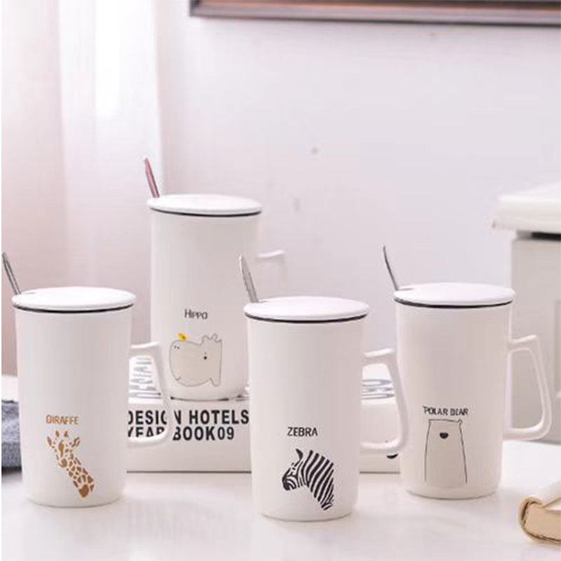 2022 Engels Keramische Cup Beker Met Deksel Lepel Koffiekopje Grote Capaciteit Melk Cup Ontbijt Cup Paar Cup water Cup