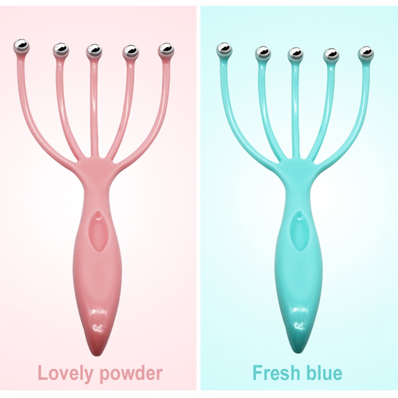 1 pz massaggiatore testa a cinque dita testa a sfera in acciaio massaggio rilassamento massaggiatore capelli tenuto terme cuoio capelluto collo antistress ridurre lo fatica