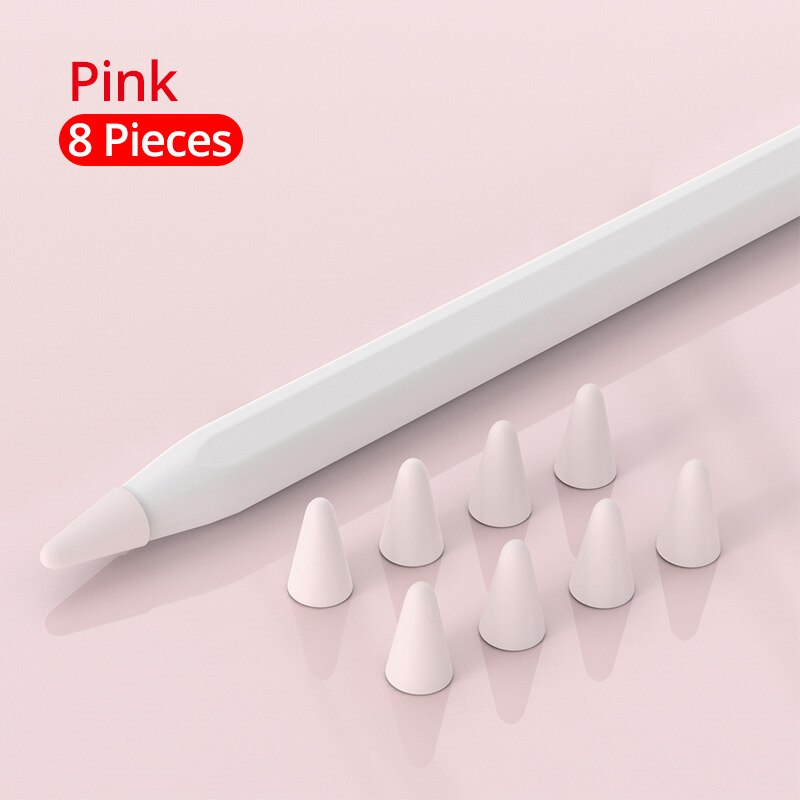 PZOZ 8szt Futerał Ochronny Silikonowy do Apple Pencil 1 & 2 - Pokrowiec na Rysik: Różowy