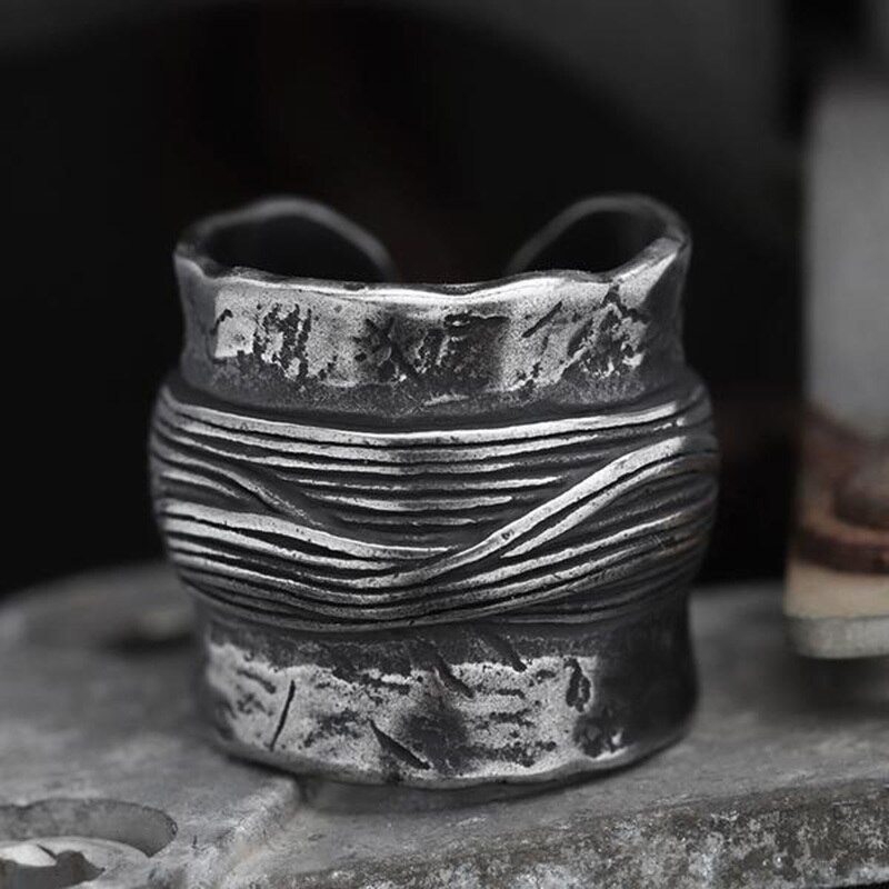 Rostfritt stål viking enkel ring vintage hammare retro punk klassisk ring manliga finger kärlekssmycken för mannen