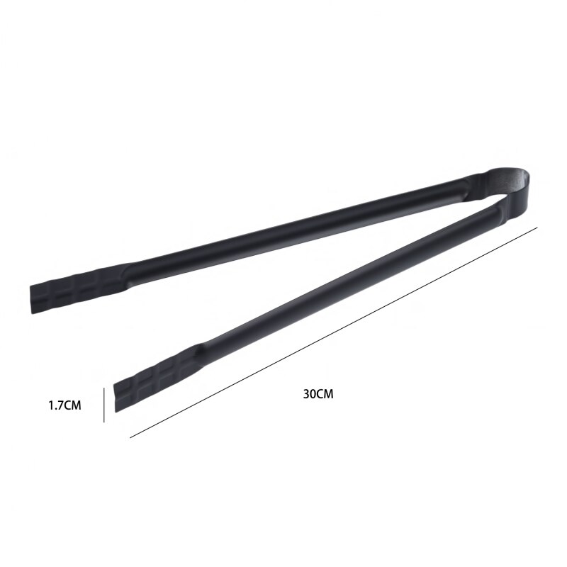 Utensilio de cocina para acampar, utensilio de pinza para barbacoa, portátil, de hierro negro, carbón vegetal, mango de pinza de y práctico, 1 ud.