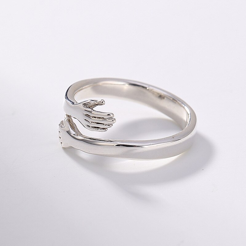 Vintage Silber Farbe Umarmung Hand Ringe Für Männer Frauen Öffnung Finger Schmuck Bague anillos mujer anel