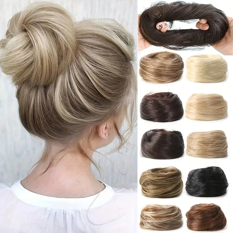 Moño básico para mujer, moño de pelo liso sintético para todas las personas, extensión de cabello de aspecto Natural para mujer