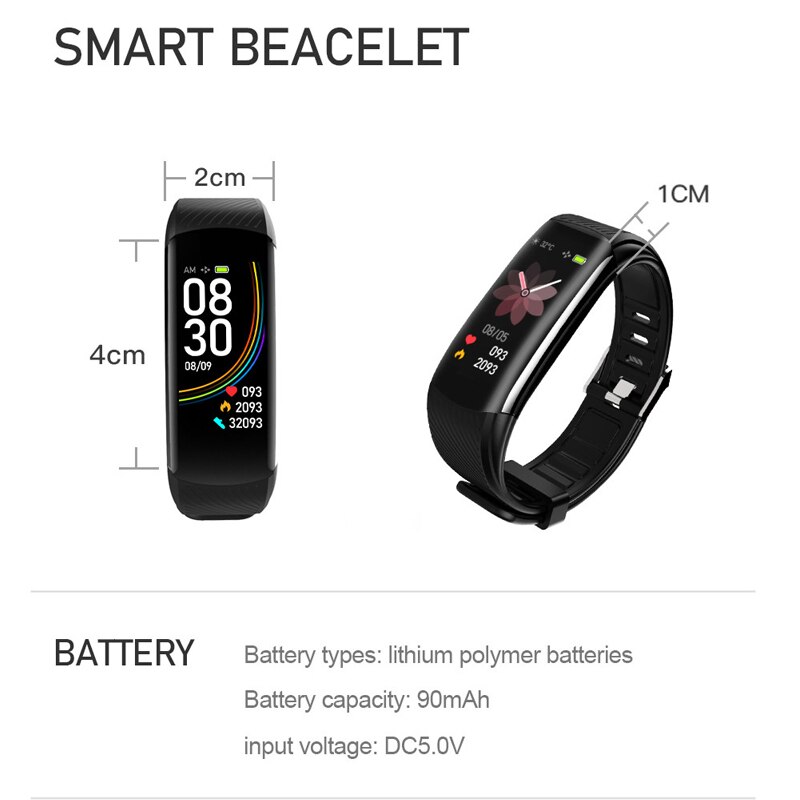 C6S Smart Fitness Bracelet Men Women Heart Rate Monitor Smart Band Fitness Tracker Watch WhatsApp Reminder Smart Bracelet Watch