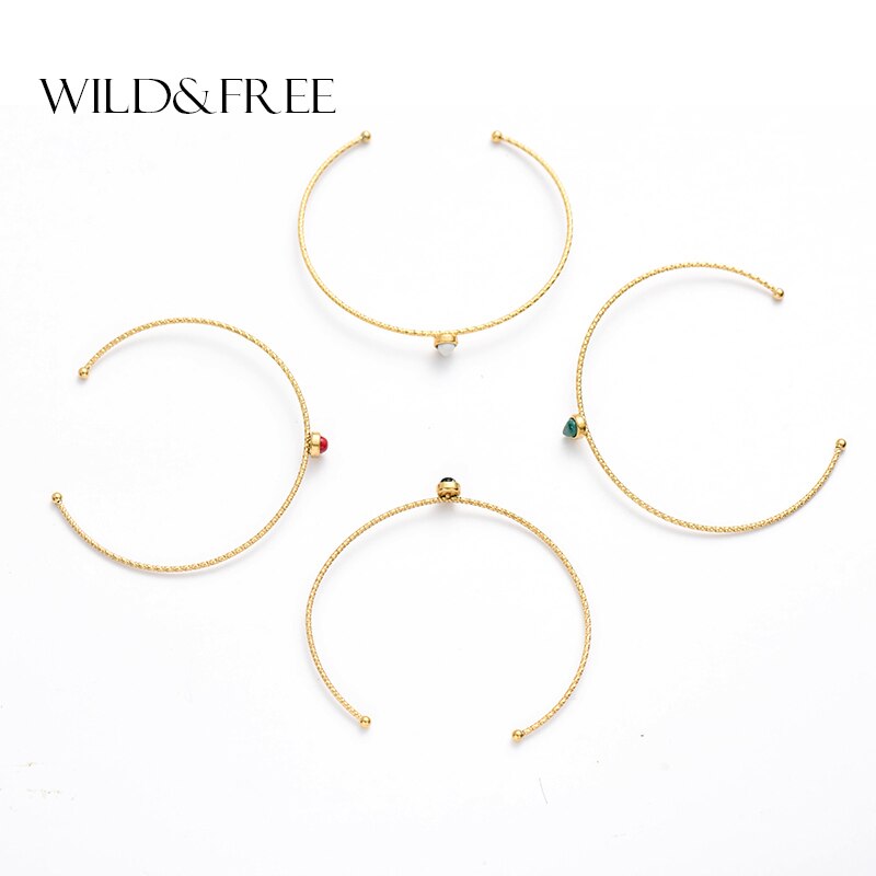 Wilden & Freies Böhmischen Edelstahl Gold Armreifen Für Frauen Wasser Tropfen Stein offen Bracleets Punk Boho Strand Armreifen Schmuck