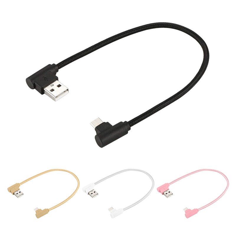 Data Kabels 25Cm Usb Naar USB-C / Type-C Nylon Weave Stijl Dubbele Elleboog Oplaadkabel