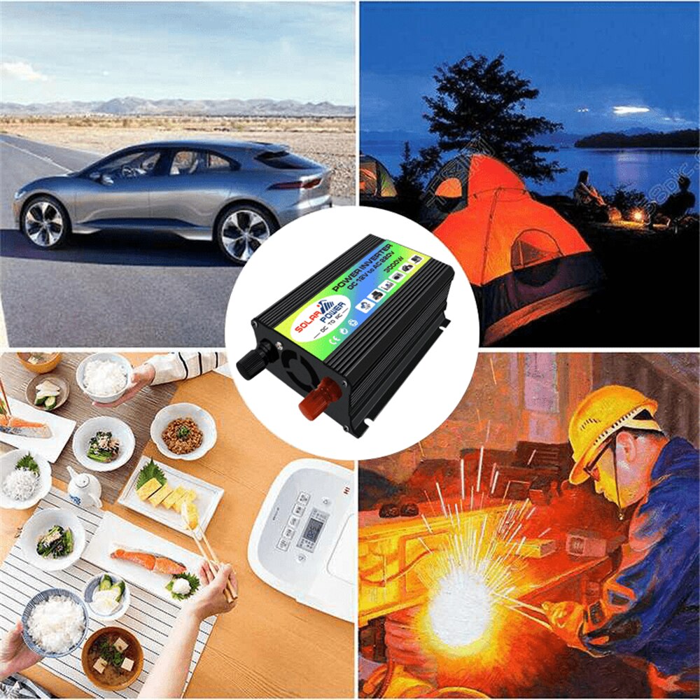 Peaks Power 3000W 12V TO 110/220V AC Solar Power Inverter Built-in Cooling Fan Car Converter Inverters for Home Appliances