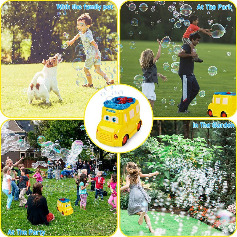 Bubble Machine for Kids Automatic Bubble Blower for Toddlers and Babies Fun School Bus Bubble Maker for Indoor Outdoor