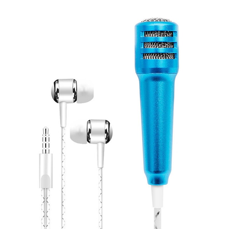 Mini K Song Recording Mic Microphone with Earphones for Phone Computer GDeals: Blue