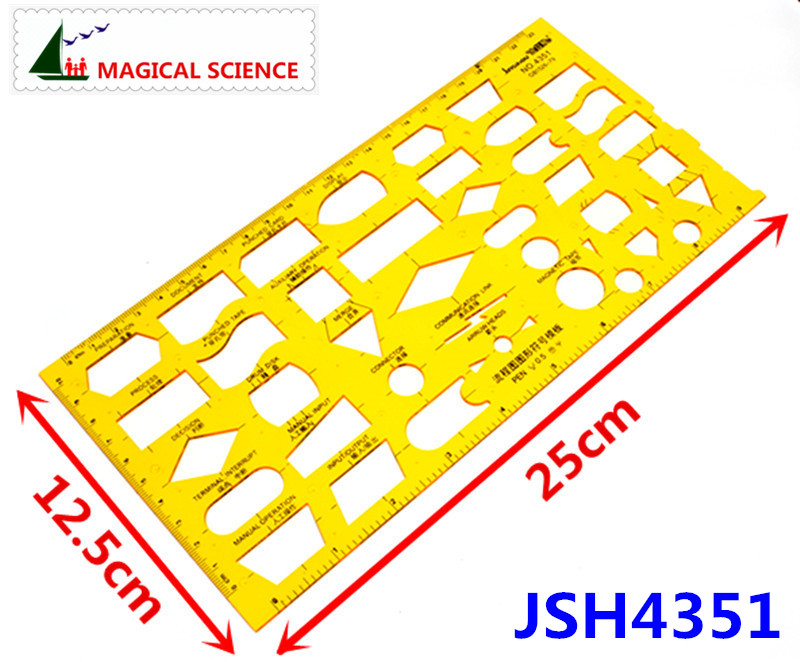 Modèle de dessin de diagramme de flux K plastique, Flexible, , réseau, règle de symboles pour étudiants JSH4351