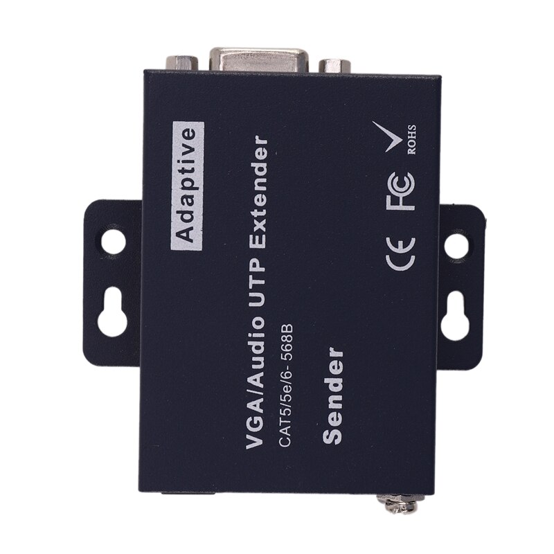 330Ft VGA + 1080P Stereo o + USB Signal KVM Extender over Cat5 Cat5E Cat6 RJ45 Cable No Delay Loss VGA Transmitter(EU Plug)