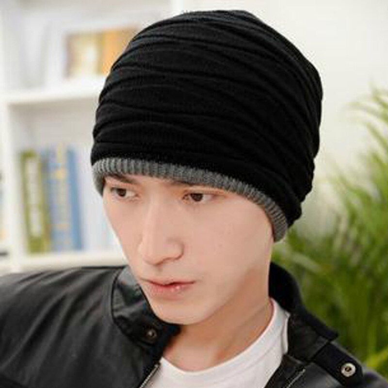 Beanies Knitted Hat Men's Winter Hats For Women Men Caps Gorros Warm Moto Fur Winter Beanie Fleece Knit Bonnet Hat