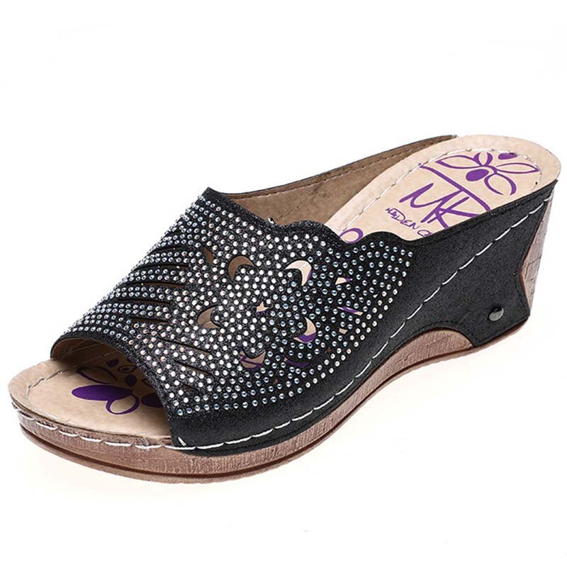 Sandaler skor dam gladiator dam sandaler sommar kvinnlig kilklack sandaler utskärning tjock botten dam skor sandalias mujer