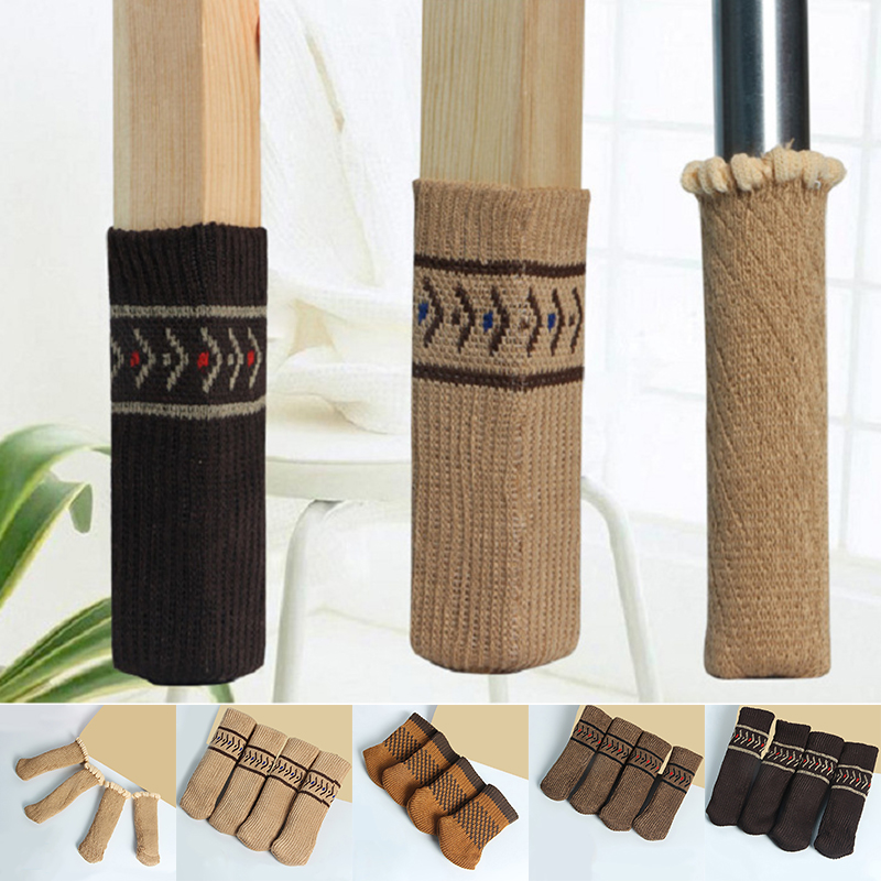 Ensemble de 4 pieds de chaise tricotés, chaussettes, modèles en Silicone, couvre-pieds de Table, Protection du sol, réduction du bruit mobile