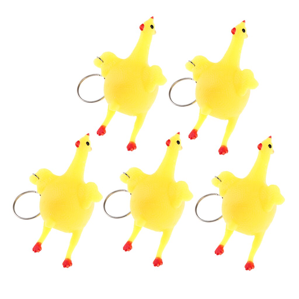 5 Stuks Zachte Knijpen Leggen Ei Kip Sleutelhanger Ring Lastig Speelgoed Geel Stress Relief Speelgoed Knijp Speelgoed Set