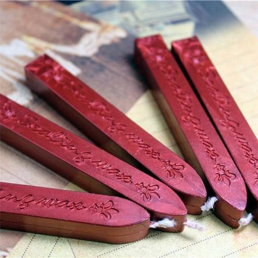 Bâtons de cire pour scellage | Sceau manuscrit doré Vintage de 5 pièces, mèches pour courrier affranchissement bureau 85*10*10mm