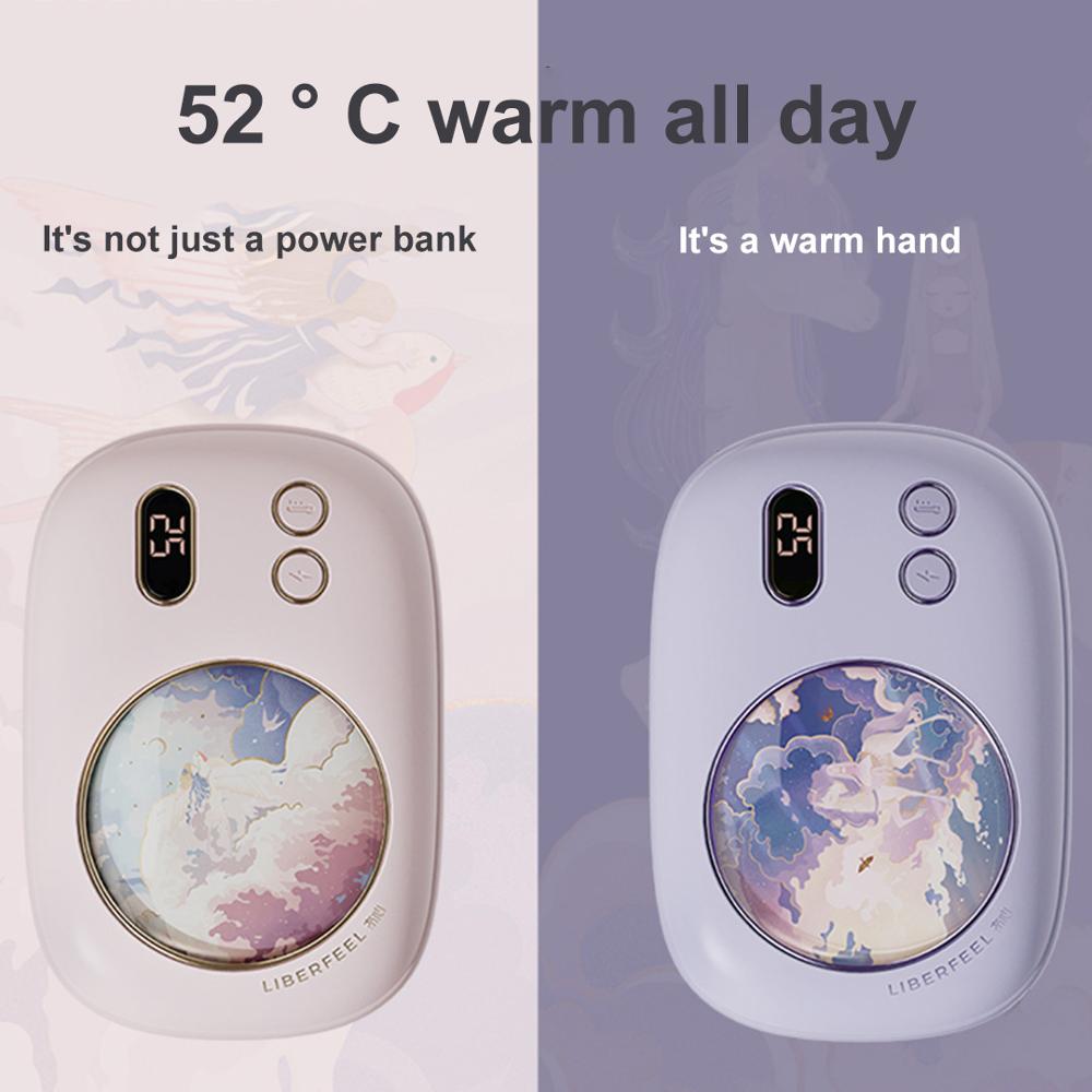 Banco de energía portátil 2 en 1 para bebé, Mini banco de energía de 10000mAh, calentador de manos de 52 °, batería de carga, Banco de energía