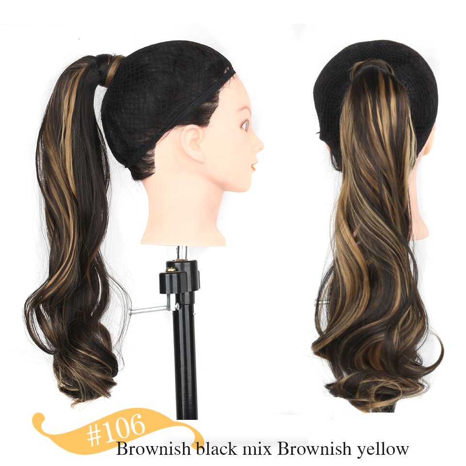 Lange Golvende Wrap Paardenstaart Hair 24 Inch Synthetisch Clip In Haarstukken Binding Paardenstaart Extensions Voor Vrouwen Meisjes: 0019-106