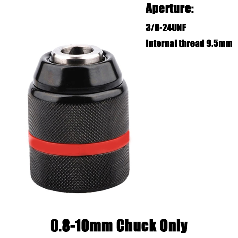 Mandril de broca de metal sem chave com rosca de 0,8-10 mm, haste sextavada/SDS/adaptador de aperto rápido quadrado, mandril para broca, chave de fenda, torneira e soquete: Vermelho