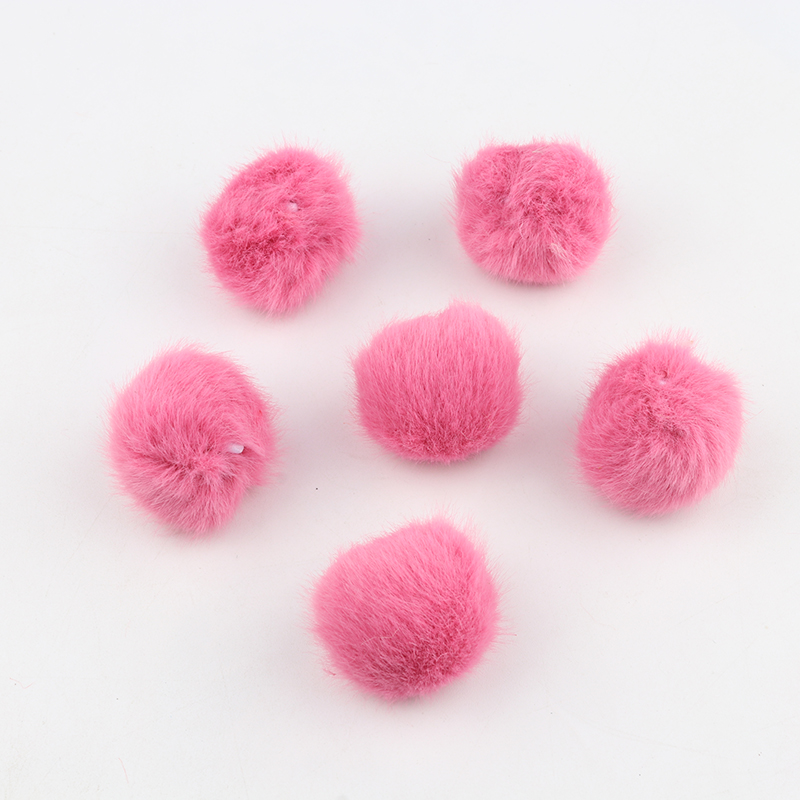 35mm/10 Uds. Bolas de piel de conejo pompón Artificial Multi color pompón DIY pompones manualidades para bolas de pelo Furball suministros de costura: rose red