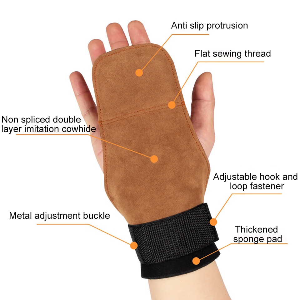 1Pcs Koeienhuid Gym Handschoenen Anti-Slip Gewicht Power Riem Lifting Pads Deadlift Riem Workout Crossfit Fitness Handschoenen Palm bescherming