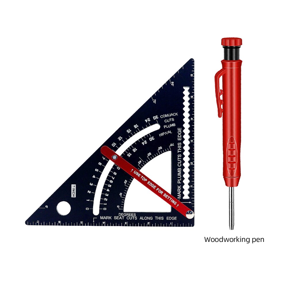7 Inch Aluminum Alloy Speed Square Triangle Ruler Angle Protractor Ruler Multi Positioning Tool Woodworking Line Measuring Gauge: Standard ruler set2