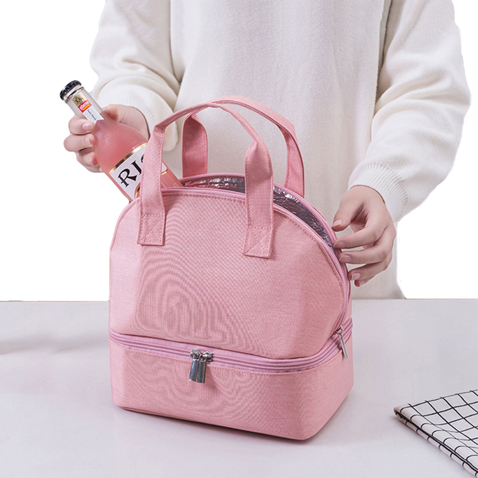 Bolsa reutilizable con aislamiento térmico, bolsa de almuerzo a prueba de fugas para niños, adultos, caja de desayuno, portátil, Picnic, viaje