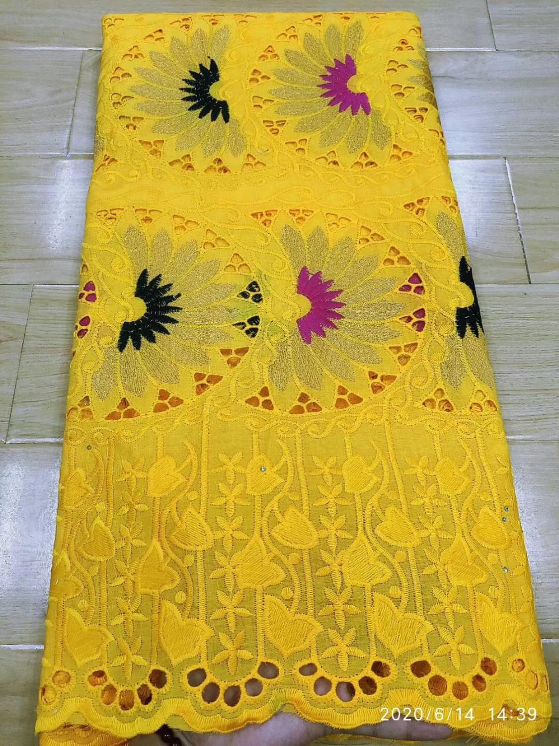 Tela de encaje suizo de 5 yardas, tejido de algodón de estilo africano, estilo Dubái popular de encaje de gasa suiza, bordado con cuentas pesadas,