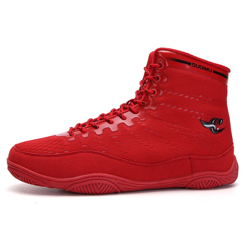 Zapatillas profesionales de lucha para hombres, calzado de boxeo ligero y transpirable, antideslizante, para lucha libre: Rojo / 10