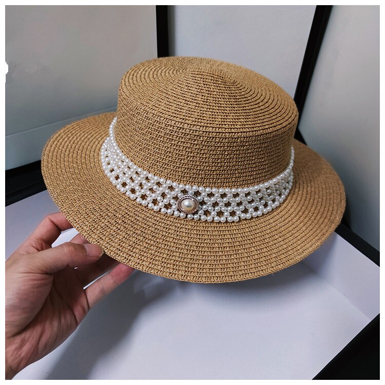 Chapeau français avec ruban de perles pour femme, casquette fedora, jazz, panama