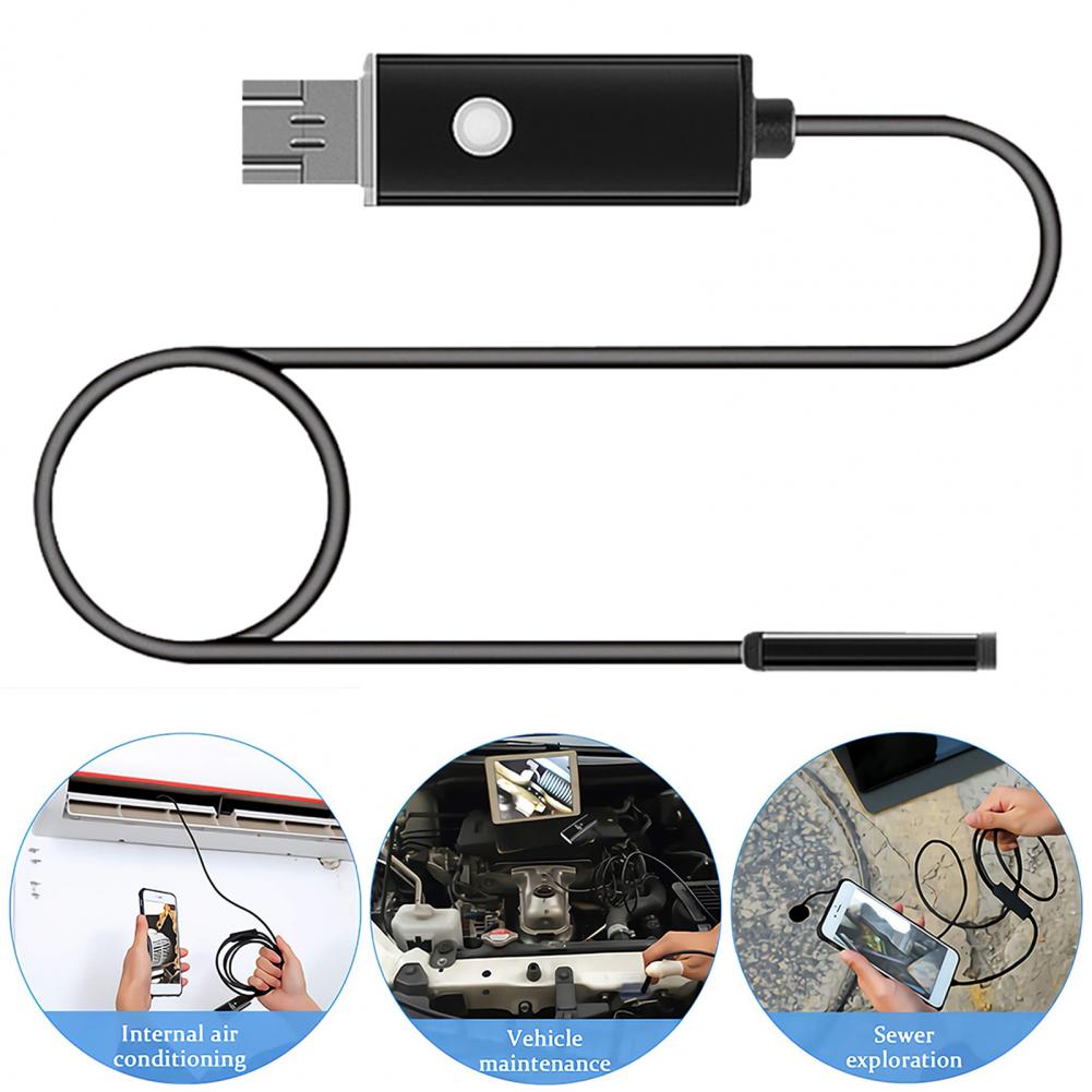 AN99 Endoscope Camera Borescope 2-in-1 Interface 7mm Flexible Wire MP4 1m/2m/5m/10m Cable Endoscope Video Inspection for Tablet