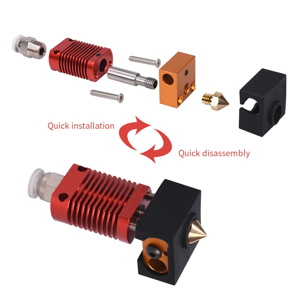 Piezas de impresora 3D CR10 Hotend Kit de extrusora Bowden, extremo de Metal, MK8 j-head, bloque de calentador de boquilla para ender-3 PRO CR10 10S