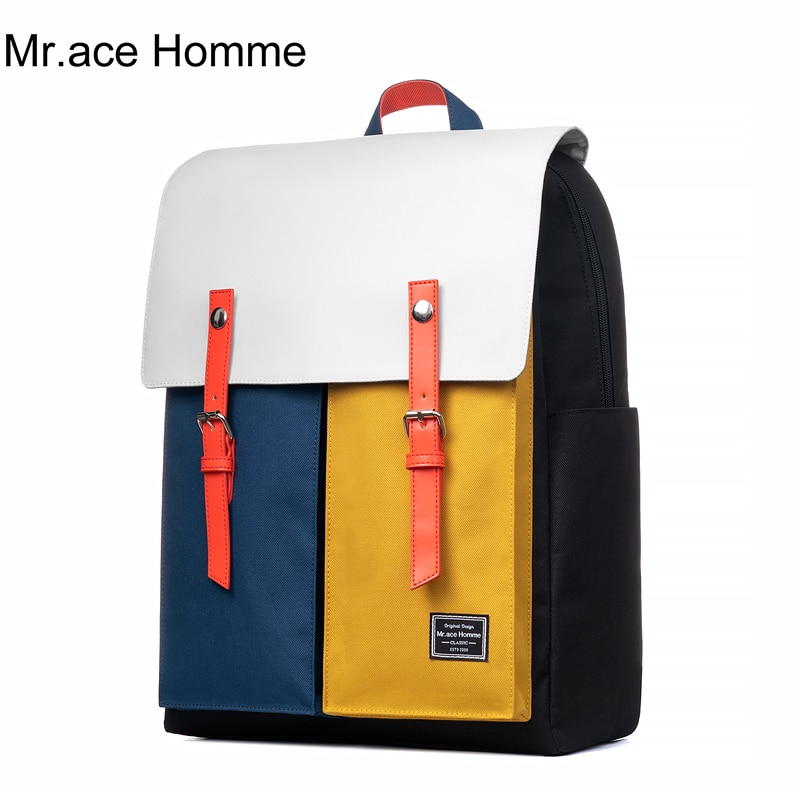 Mochila colorida para ordenador portátil Mr. ace Homme de 15 pulgadas, mochila escolar cuadrada a prueba de agua para mujer, mochila universitaria para hombre, mochila de viaje para niña