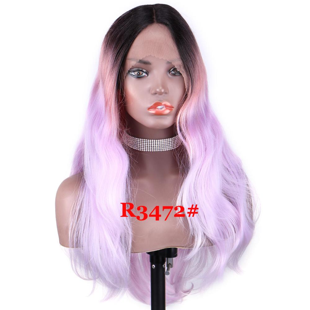 Wonderlady Lange Golvende Kant Pruiken Voor Vrouwen 28 Inch Natuurlijke Golf Synthetische Lace Front Pruiken Ombre Kanekalon Hittebestendige Vezel: R3472