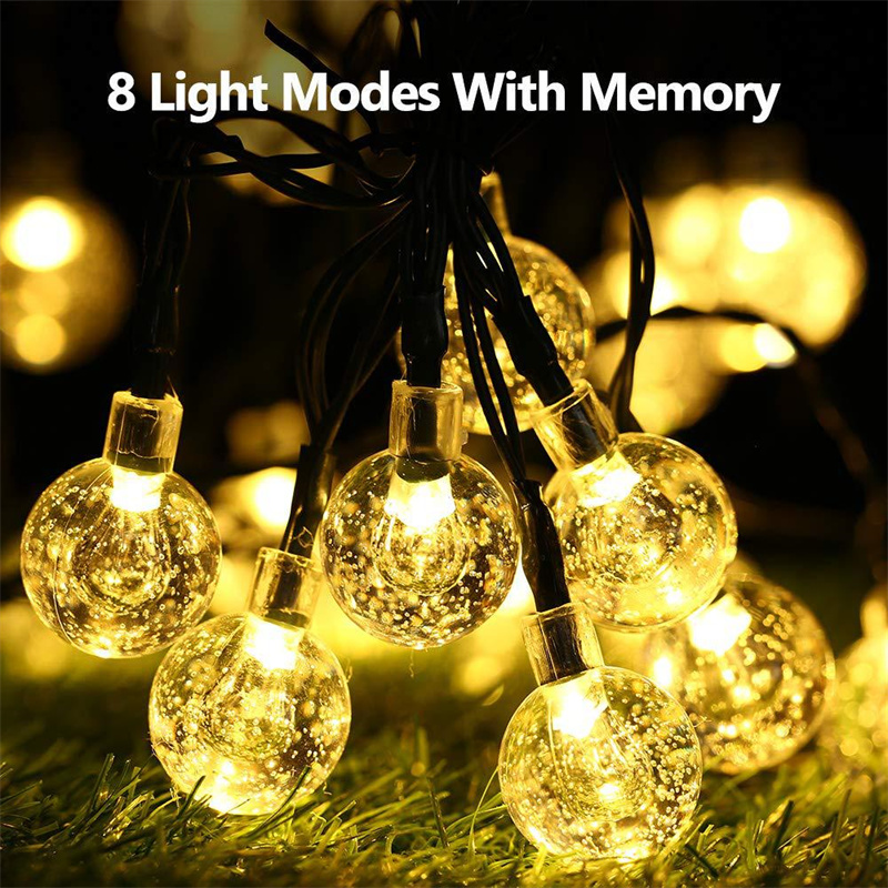 LED Solar String Lights Outdoor Waterproof Bubble Beads Fairy String Light 8 Modes Garden Wedding Party Christmas Decoration
