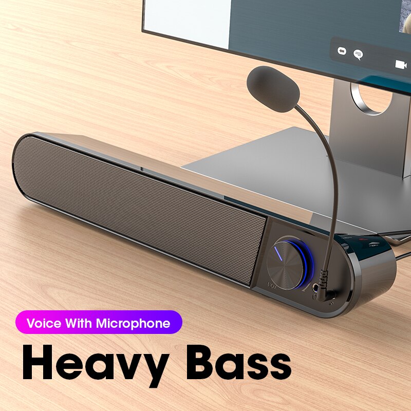 Bluetooth Computer Speaker Bar Wireless Speakers Mic Microphone HiFi Stereo Subwoofer Wired For Laptop PC Aux 3.5mm Loudspeaker