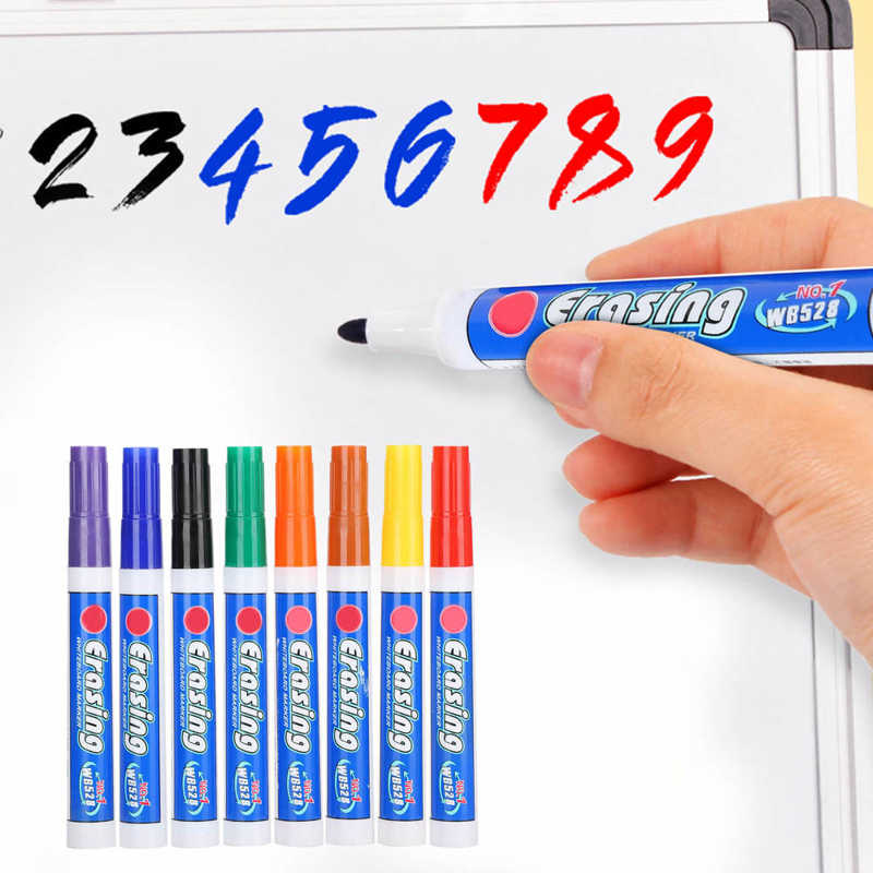 2 Sets 8 Kleuren Droog Uitwisbare Whiteboard Pen Kleurrijke Fiber Penpunt Markers Sets Voor School