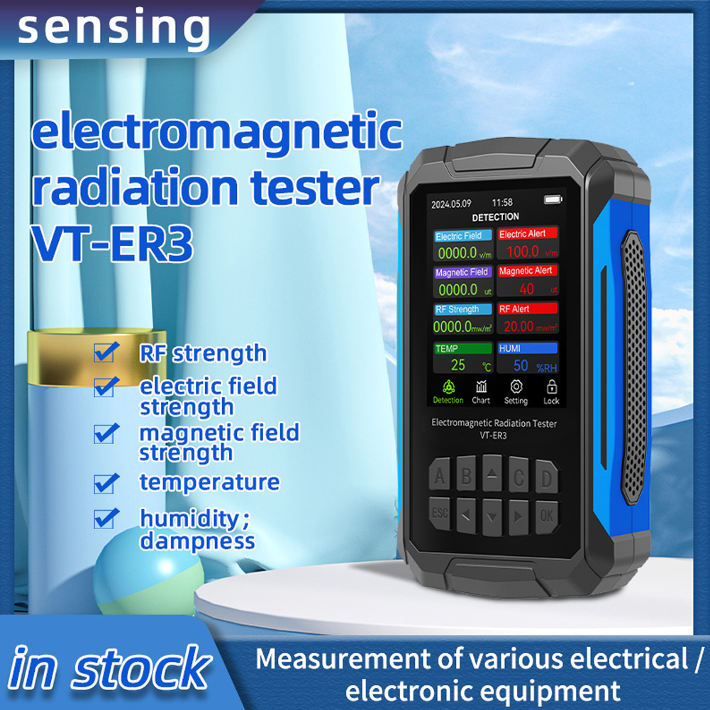 VT-ER3 5 em 1 detector de radiação eletromagnética abrangente testador de umidade e temperatura de campo elétrico de radiofrequência