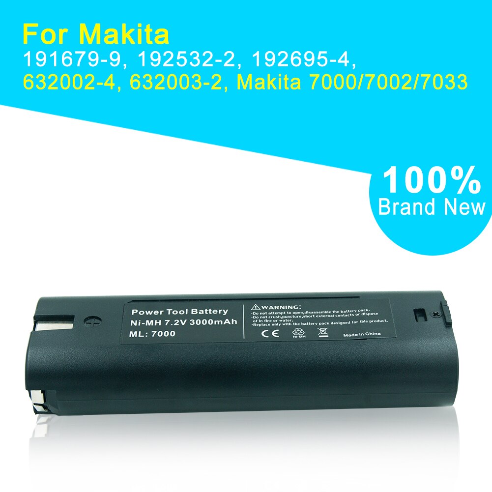 7.2v Ni-Mh 3000mAh Rechargeable Battery for Makita 7000 7002 7033 6002D 6010D 6018D 6019D 9200D Power Tools Battery
