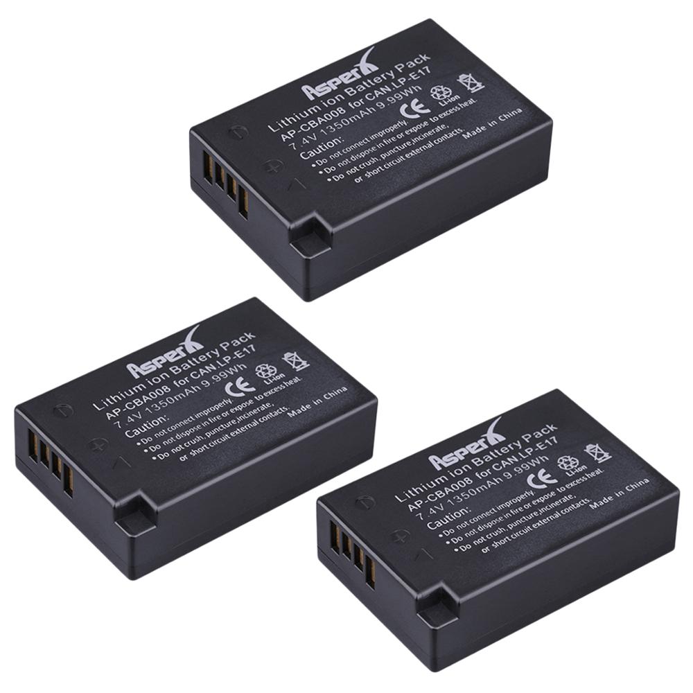 LP-E17 LPE17 LP E17 baterías de la Cámara + cargador Dual USB para Canon EOS M3 M5 M6 rebelde T6i T6s T7i 750D 760D 200D 8000D beso X8i: 3 Batteries