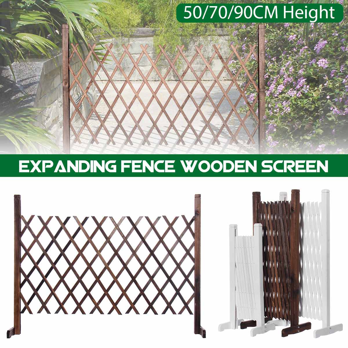 Garden Fence Gecoration Wood Expanding Fence Gate Panel for Cafe Home Yard Garden Plant Climb Trellis partition Decorative