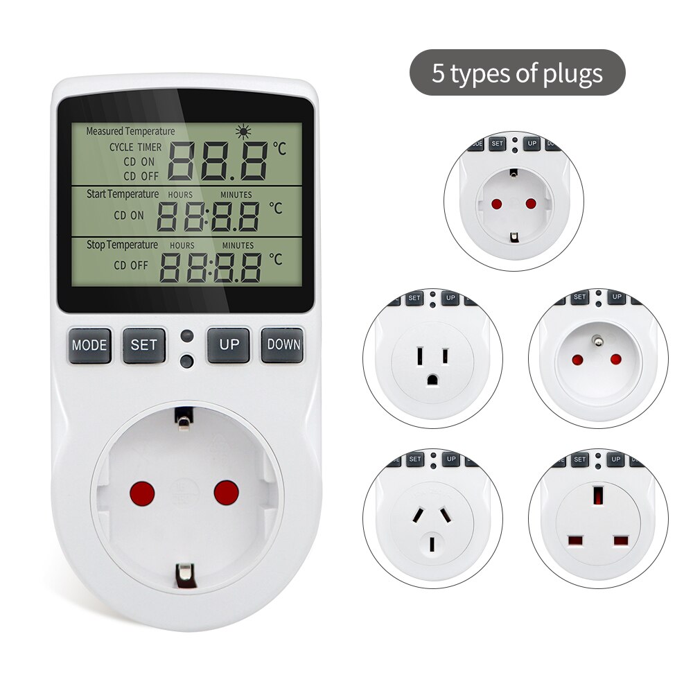 Termostato de enchufe con temporizador KT3100, controlador de temperatura multifunción, salida con temporizador, interruptor, Sensor, sonda, calefacción y refrigeración