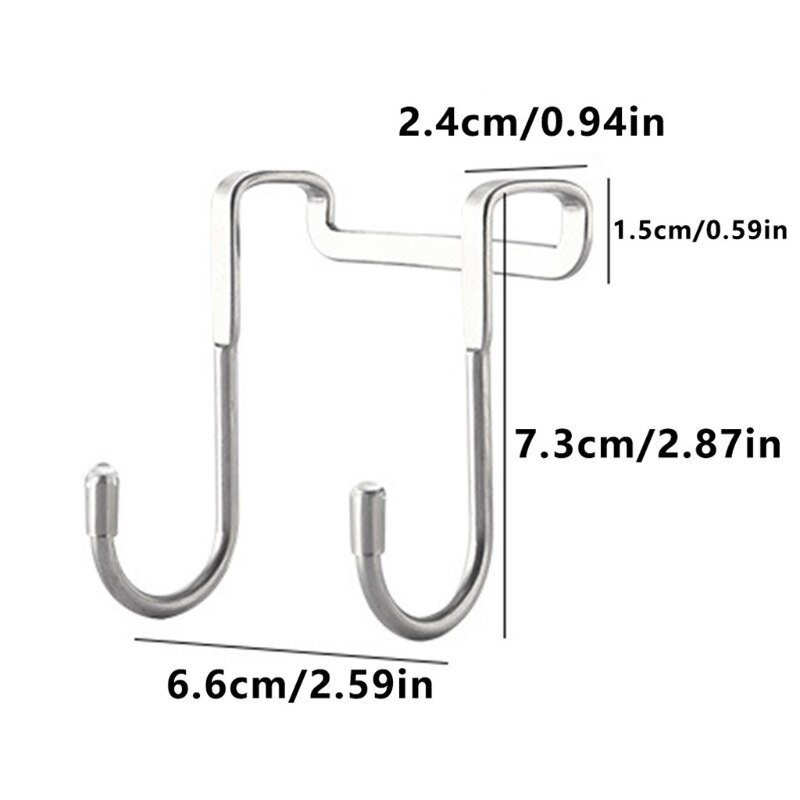 2Pcs Over Kast Lade Dubbele Haken Rvs Deur S Vorm Hanger Rack
