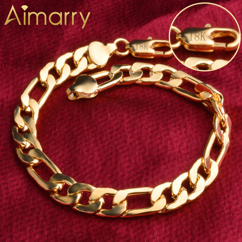 Aimarry 925 Sterling Zilveren 18K Gold 8Mm Sideways Armband Voor Vrouwen Mannen Party Bruiloft Mode Sieraden