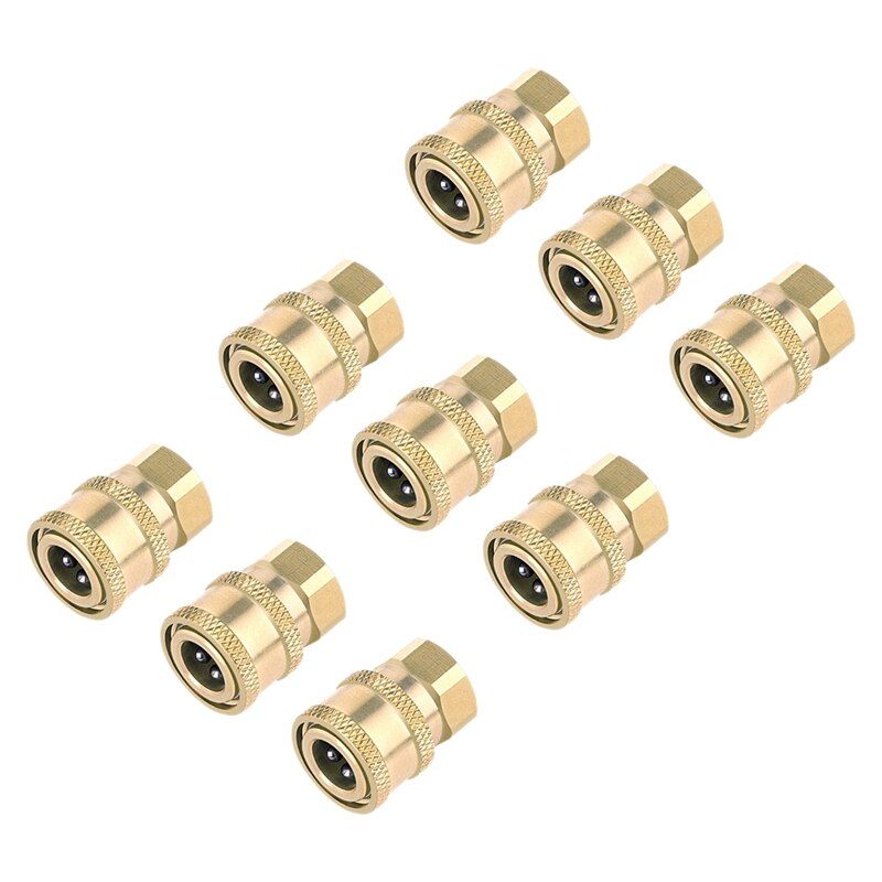 9 Pcs Pressure Washer Quick Connect Coupler, 1/4 Inch NPT Female Threads Size, Brass Material