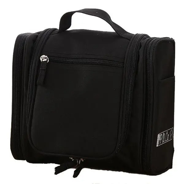 Travel Bag Portable Cosmetic Makeup Bags Toiletry Hanging zip Organizer Storage Case Pouch Traveling double open wash Bag pack: black