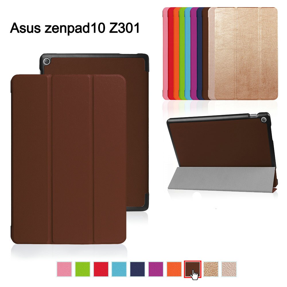 Leren hoes voor asus zenpad 10 z301 mlf  z301ml z301 10.1 " tablet (release) met driehoekige standaard magnetische hoes